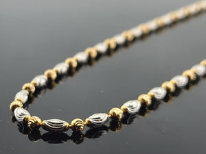 22K Solid Gold Rhodium Beaded Chain C7037 - Royal Dubai Jewellers
