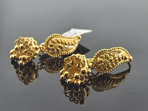 22K Solid Gold Small Jhumki Earrings E2220148 - Royal Dubai Jewellers