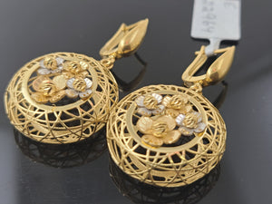 14K Solid Gold Floral Hoops E22964 - Royal Dubai Jewellers