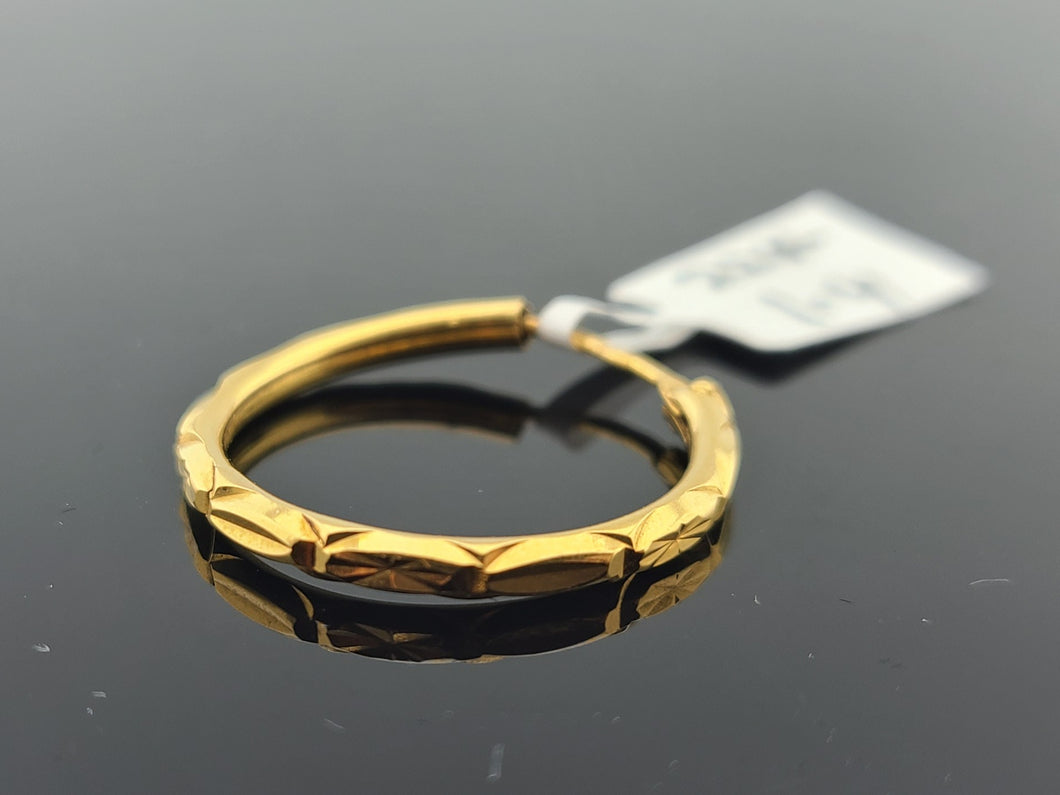 22K Solid Gold Designer Single Hoop E221201 - Royal Dubai Jewellers