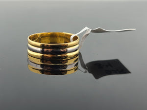 22K Solid Gold Designer Two Tone Band R10262 - Royal Dubai Jewellers