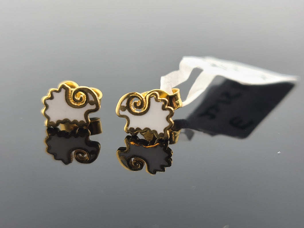 21K Solid Gold Designer Studs E221513 - Royal Dubai Jewellers
