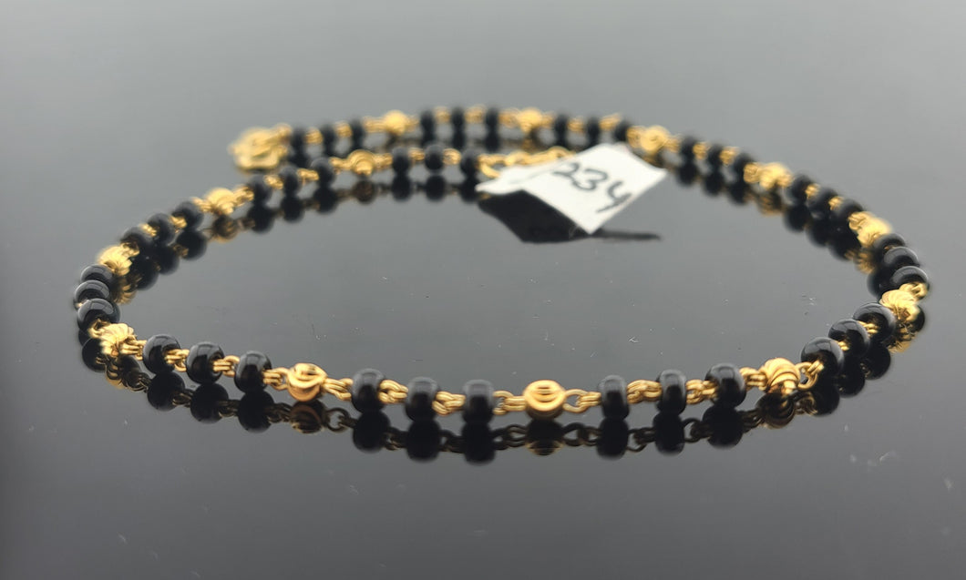 22K Solid Gold Black Beads Bracelet B8234 - Royal Dubai Jewellers