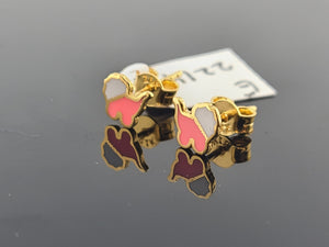 21K Solid Gold Designer Kids Enamel Earrings E221494 - Royal Dubai Jewellers