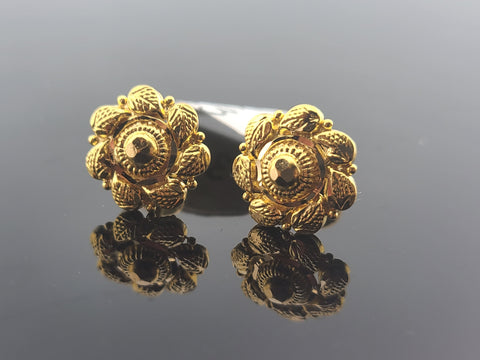 22K Solid Gold Floral Studs EE35 - Royal Dubai Jewellers