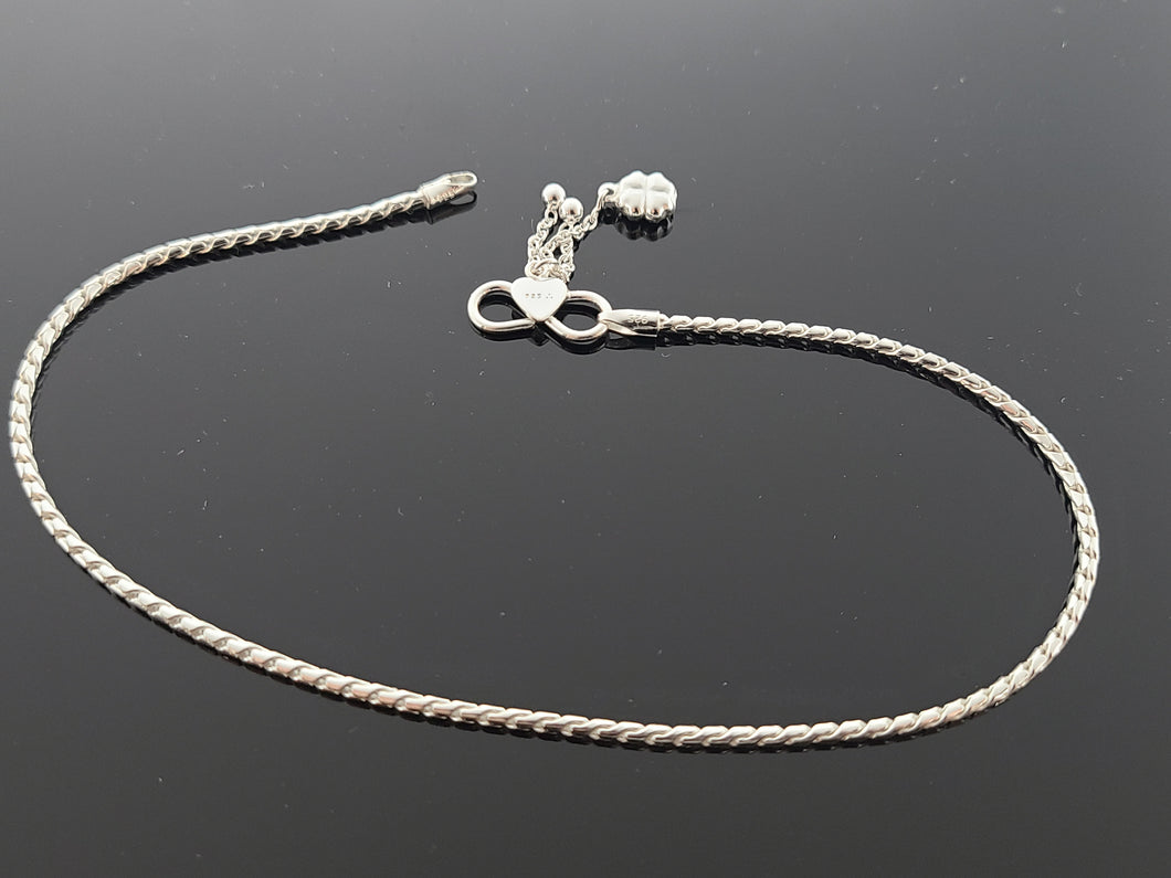Sterling Silver Designer Pair Of Anklets SA30 - Royal Dubai Jewellers
