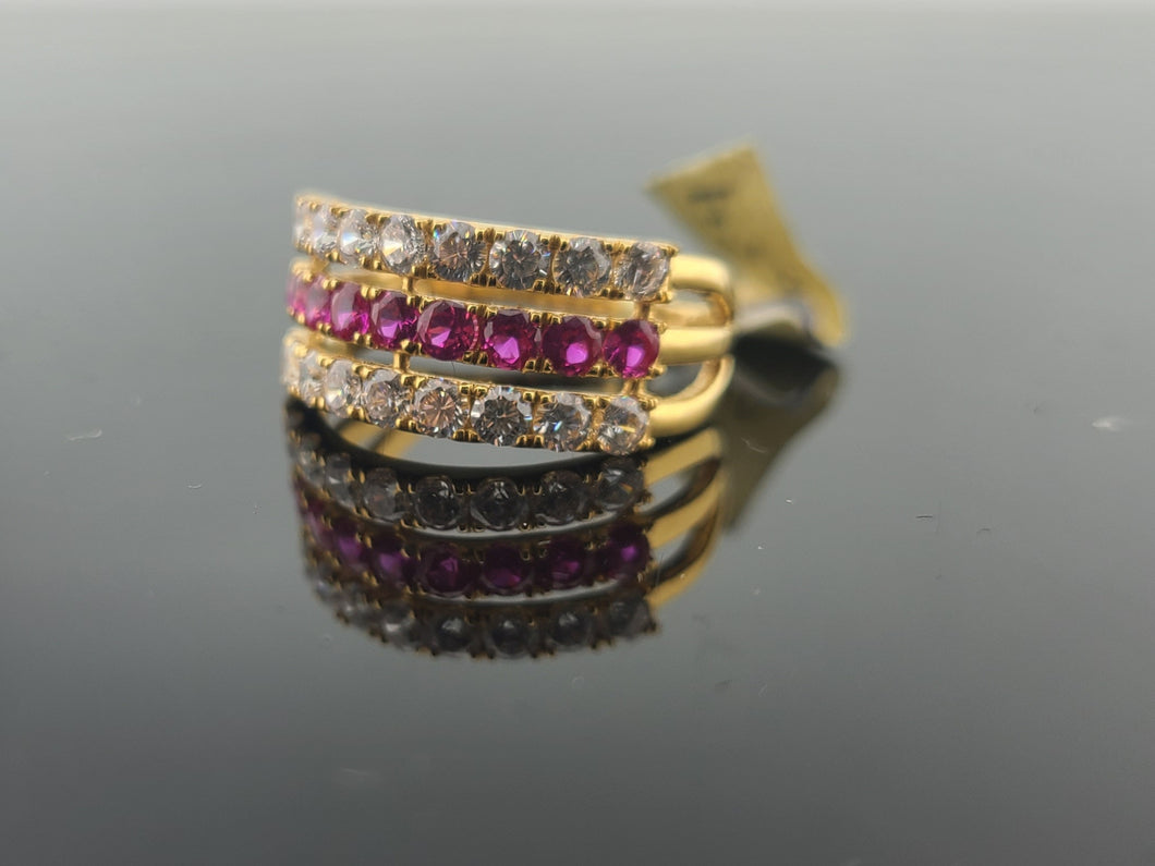 22K Solid Gold Designer Zircon Ring R8654 - Royal Dubai Jewellers