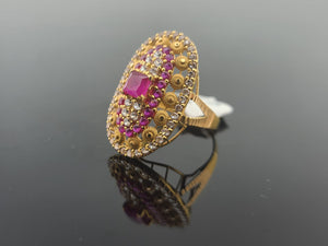 22K Solid Gold Designer Zircon Ring R9571 - Royal Dubai Jewellers