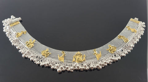 Sterling Silver Two Tone Traditional Anklets SA14 - Royal Dubai Jewellers