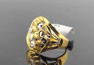 22K Solid Gold Two Tone Rhodium Designer Ring R9796 - Royal Dubai Jewellers