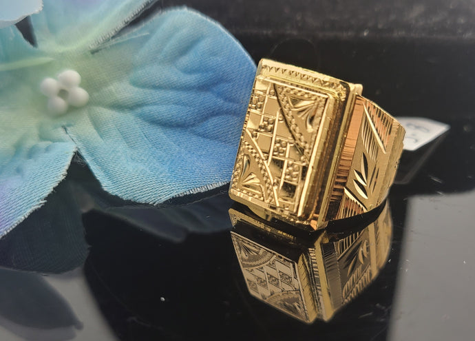 22K Solid Gold Designer Men's Ring R16839 - Royal Dubai Jewellers