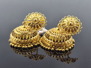22K Solid Gold Designer Jhumki Earrings E22995 - Royal Dubai Jewellers