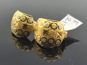 18K Solid Gold Two Tone Designer Clip On E21781 - Royal Dubai Jewellers