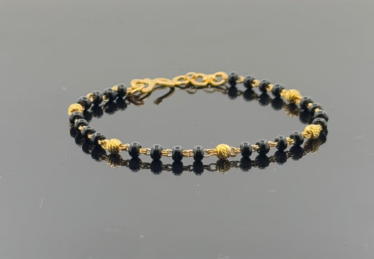 22k Children Black Bead  Bracelet BBB40