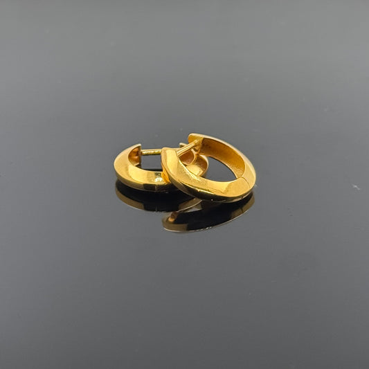 22k Solid Gold Simple Ladies Hoops E106