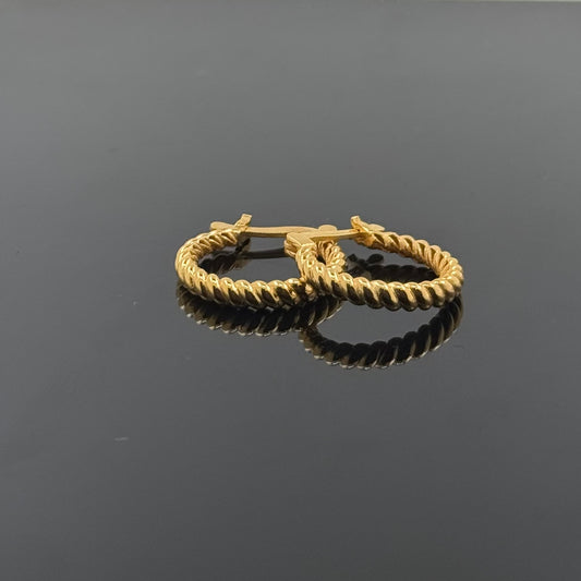 22k Solid Gold Simple Ladies Hoops E114