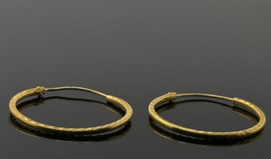 22k Solid Gold Simple Ladies Hoops E128