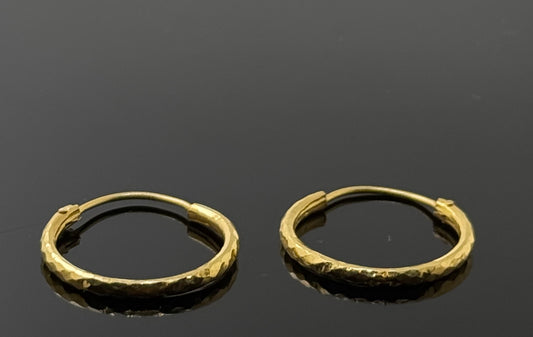 18k Solid Gold Simple Ladies Hoops E164