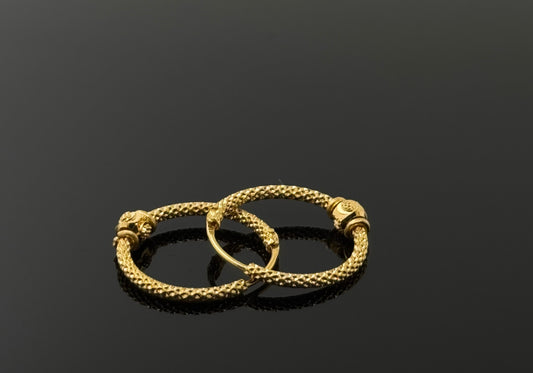 22k Solid Gold Simple Ladies Hoops E171