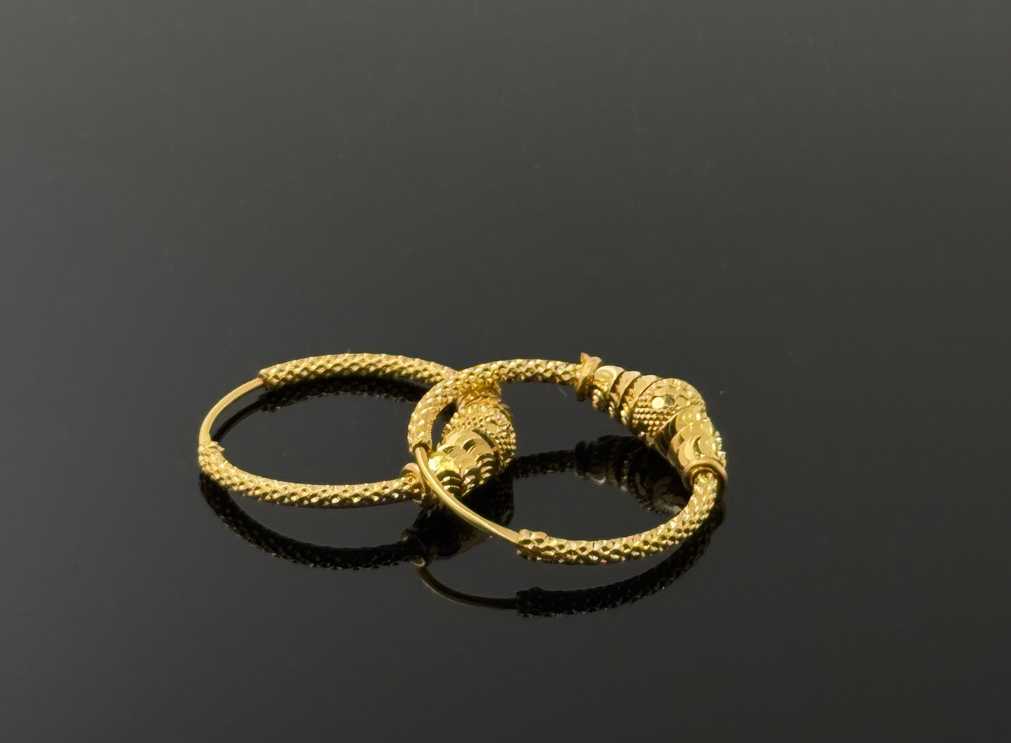 22k Solid Gold Simple Ladies Hoops E272