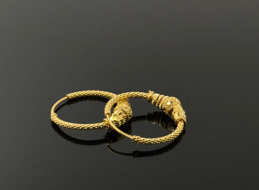 22k Solid Gold Simple Ladies Hoops E272