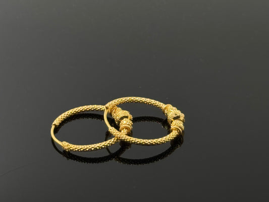 22k Solid Gold Simple Ladies Hoops E186