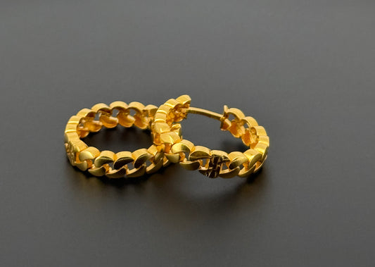 22k Solid Gold Simple Ladies Hoops E275