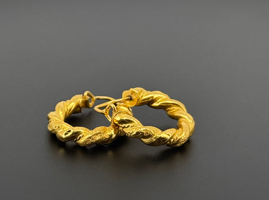 21k Solid Gold Simple Ladies Hoops E288