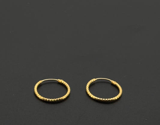 22k Solid Gold Simple Ladies Hoops E332