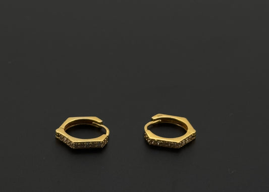 22k Solid Gold Simple Ladies Hoops E333