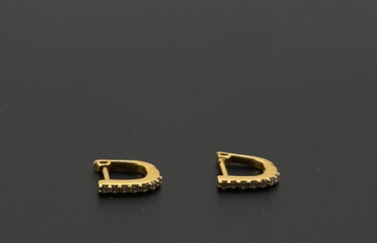 22k Solid Gold Simple Ladies Hoops E371