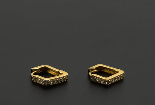 22k Solid Gold Simple Ladies Hoops E372
