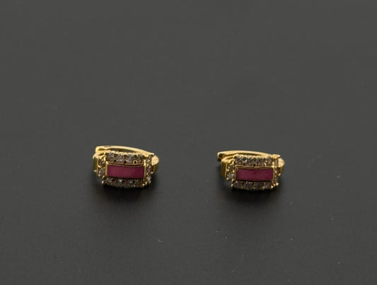 22k Solid Gold Simple Ladies Hoops E374