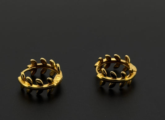 22k Solid Gold Simple Ladies Hoops E380