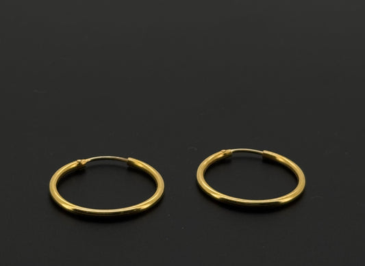 22k Solid Gold Simple Ladies Hoops E385