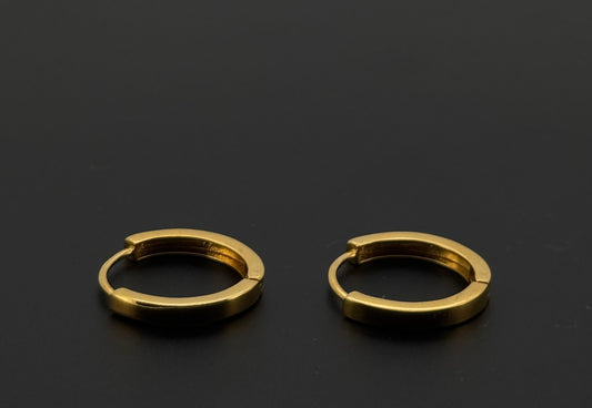 22k Solid Gold Simple Ladies Hoops E386