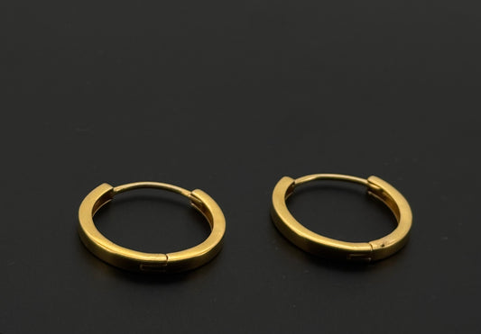 22k Solid Gold Simple Ladies Hoops E392