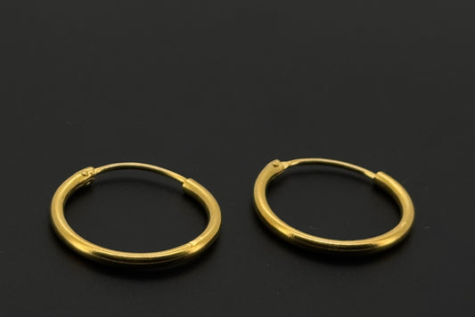 22k Solid Gold Simple Ladies Hoops E393