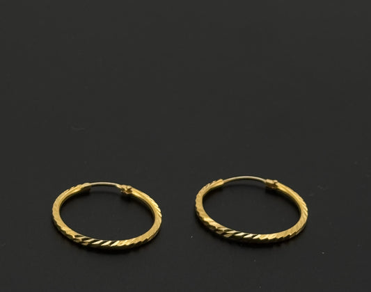 22k Solid Gold Simple Ladies Hoops E396