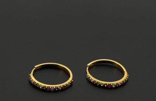 22k Solid Gold Simple Ladies Hoops E398