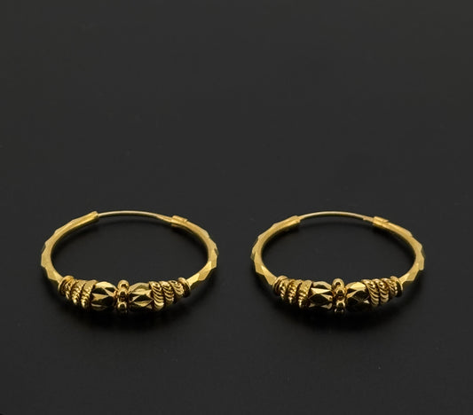 22k Solid Gold Simple Ladies Hoops E403