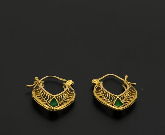 22k Solid Gold Simple Ladies Hoops E406
