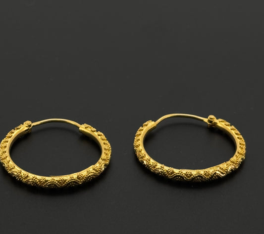 22k Solid Gold Simple Ladies Hoops E407