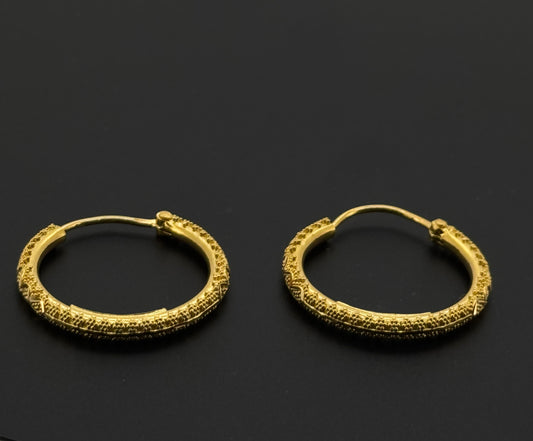 22k Solid Gold Simple Ladies Hoops E411