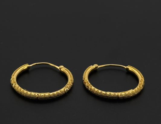 22k Solid Gold Simple Ladies Hoops E413
