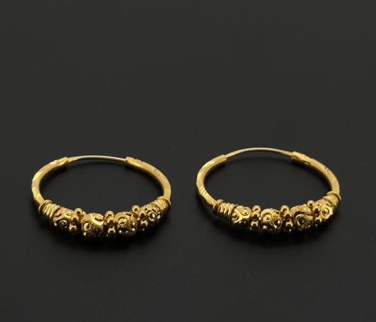 22k Solid Gold Simple Ladies Hoops E415