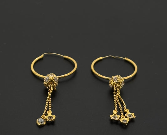 22k Solid Gold Simple Ladies Hoops E417