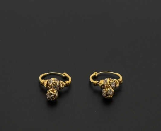 22k Solid Gold Simple Ladies Hoops E419