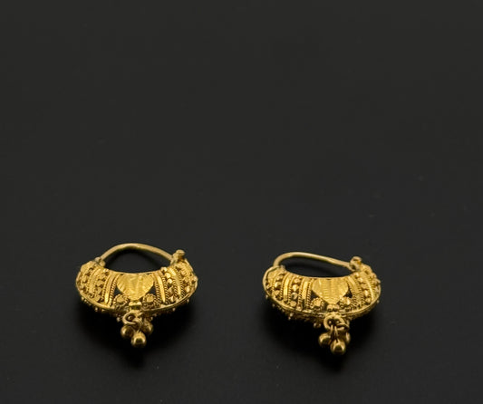 22k Solid Gold Simple Ladies Hoops E422