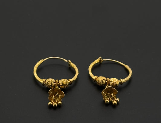 22k Solid Gold Simple Ladies Hoops E423